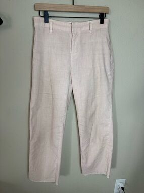 Frank & Eileen Linen Pants Size 4 Pink Raw Hem Straight Leg